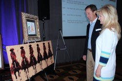 Rich and Julie Wham check out the Duke Beardsley pairing for the live auction which went to an anonymous bidder for a record $13,250 